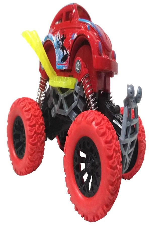 IndusBay® 4x4 Friction Powered Monter Truck Inertia Car Toy Mini Rock Crawler Vehicles for Boys Girls,4 Wheel Drive,Big Tyre, Suspension System - Red - Image 2